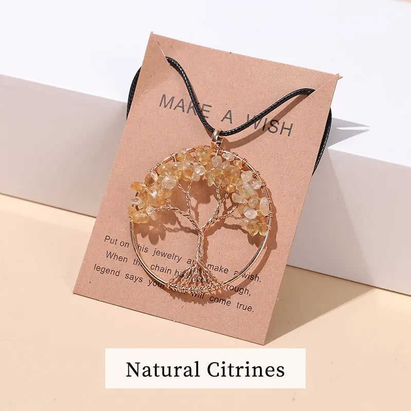 AVERLLA™ 7 Chakras Tree of Life Pendant – Gold Reiki Healing Necklace