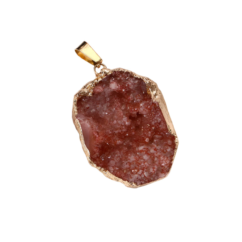 AVERLLA™ Natural Crystal Agate Geode Pendant Gemstone Dyeing Colorful