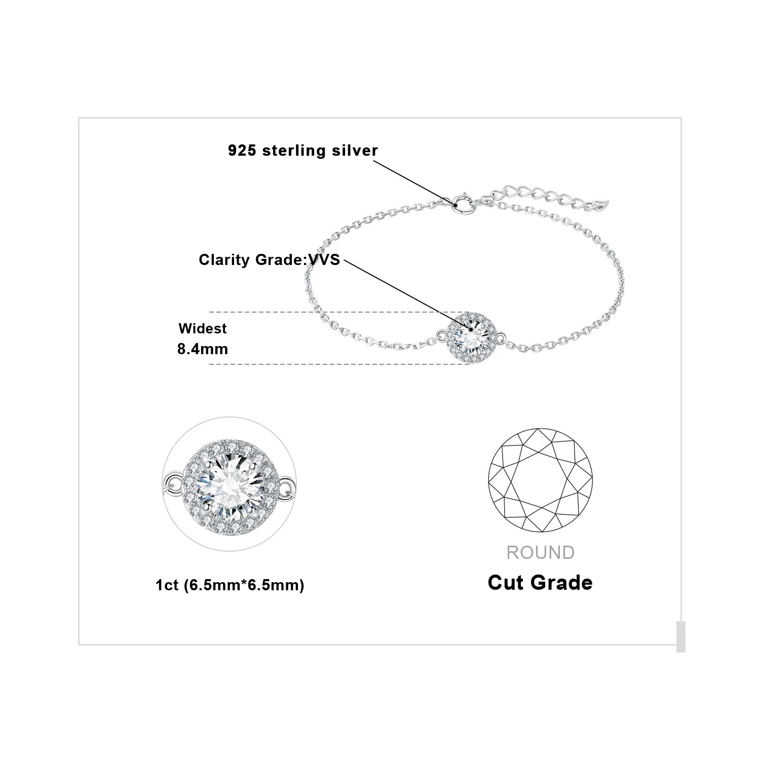 AVERLLA™ Moissanite Halo Adjustable Link Bracelet