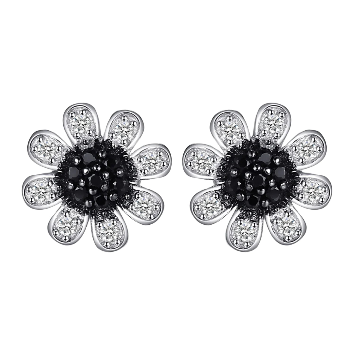 AVERLLA™ Elegant Black Spinel Flower Stud Earrings