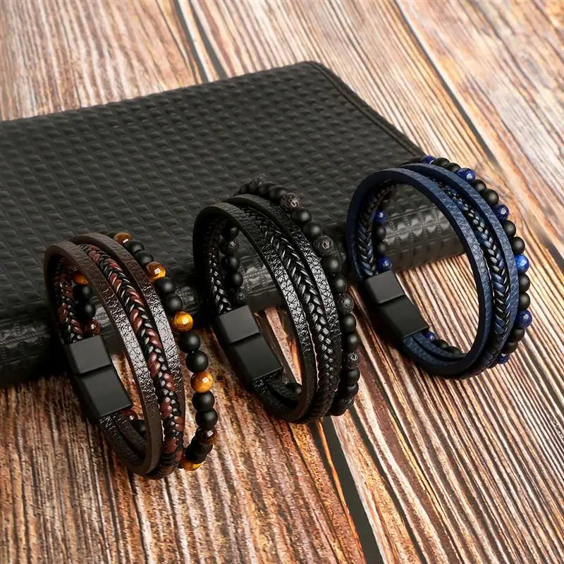 AVERLLA™ Titan Edge Hand-Woven Multilayer Leather Bracelet