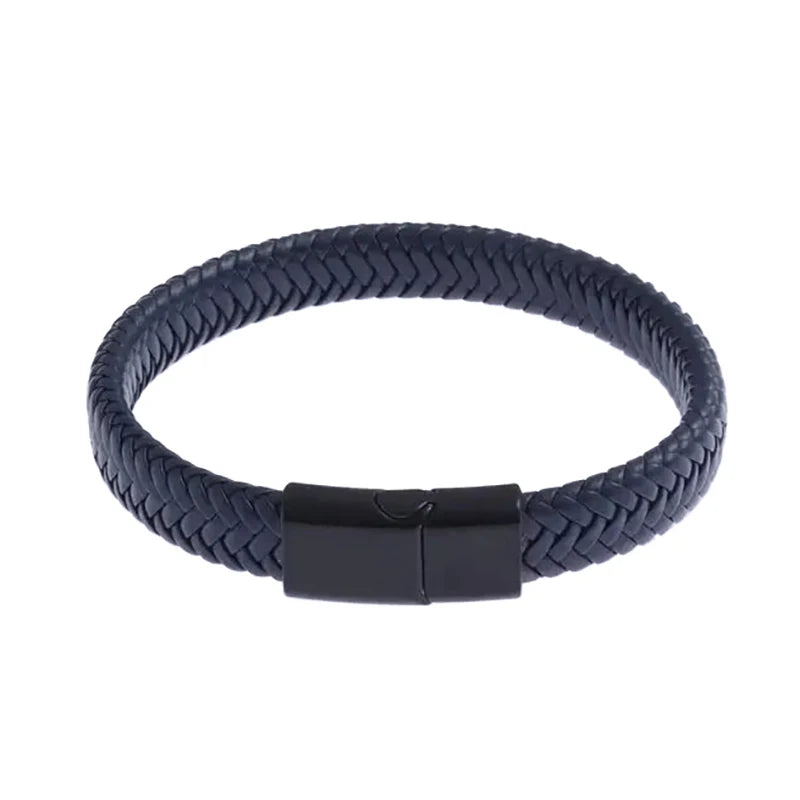 AVERLLA™ Men's Classic Black Leather Bracelet