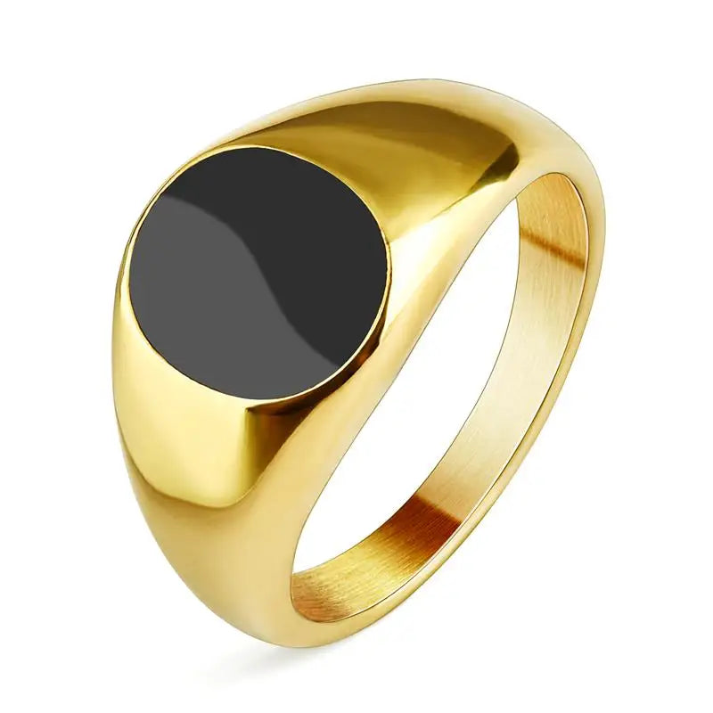 AVERLLA™ Black Glossy Stainless Steel Geometric Square Ring for Men