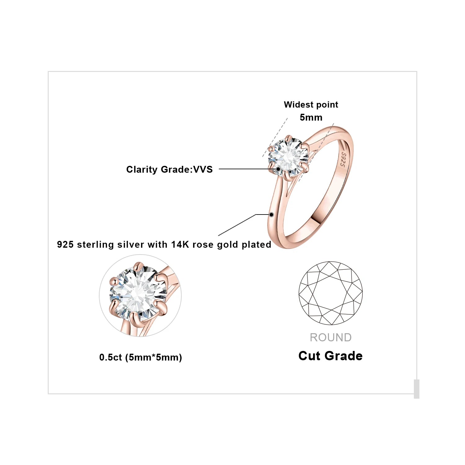 AVERLLA™ Moissanite Round Cut Solitaire Engagement Ring