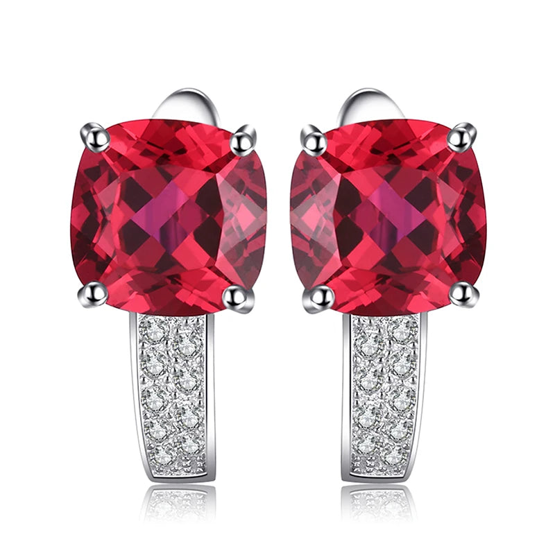 AVERLLA™ Luxe Gemstone Hoop Earrings – Simulated Nano Emerald, Created Ruby & Sapphire in 925 Sterling Silver