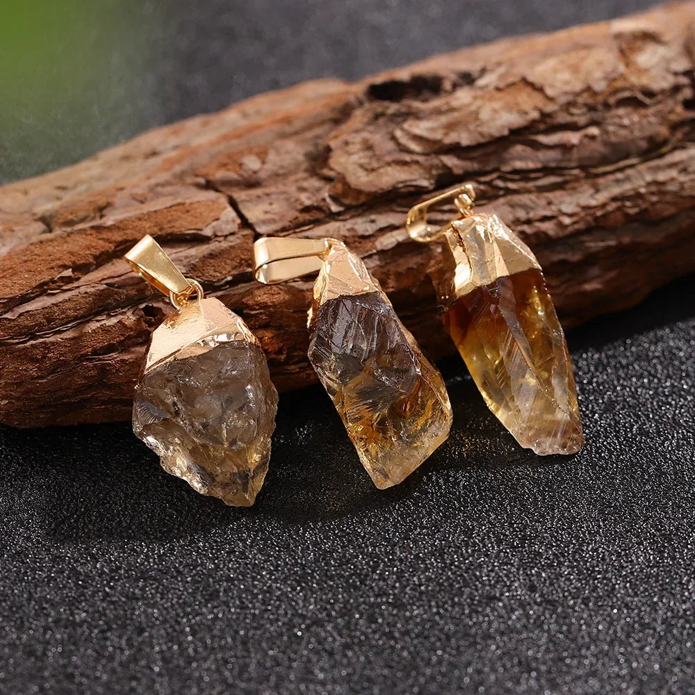 AVERLLA™ Natural Raw Citrine Pendant Irregular Healing Crystal