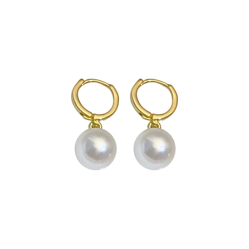 AVERLLA™ Stainless Steel Fashion Pearl Drop Earrings with Buckle & Round Hoop Design for Women