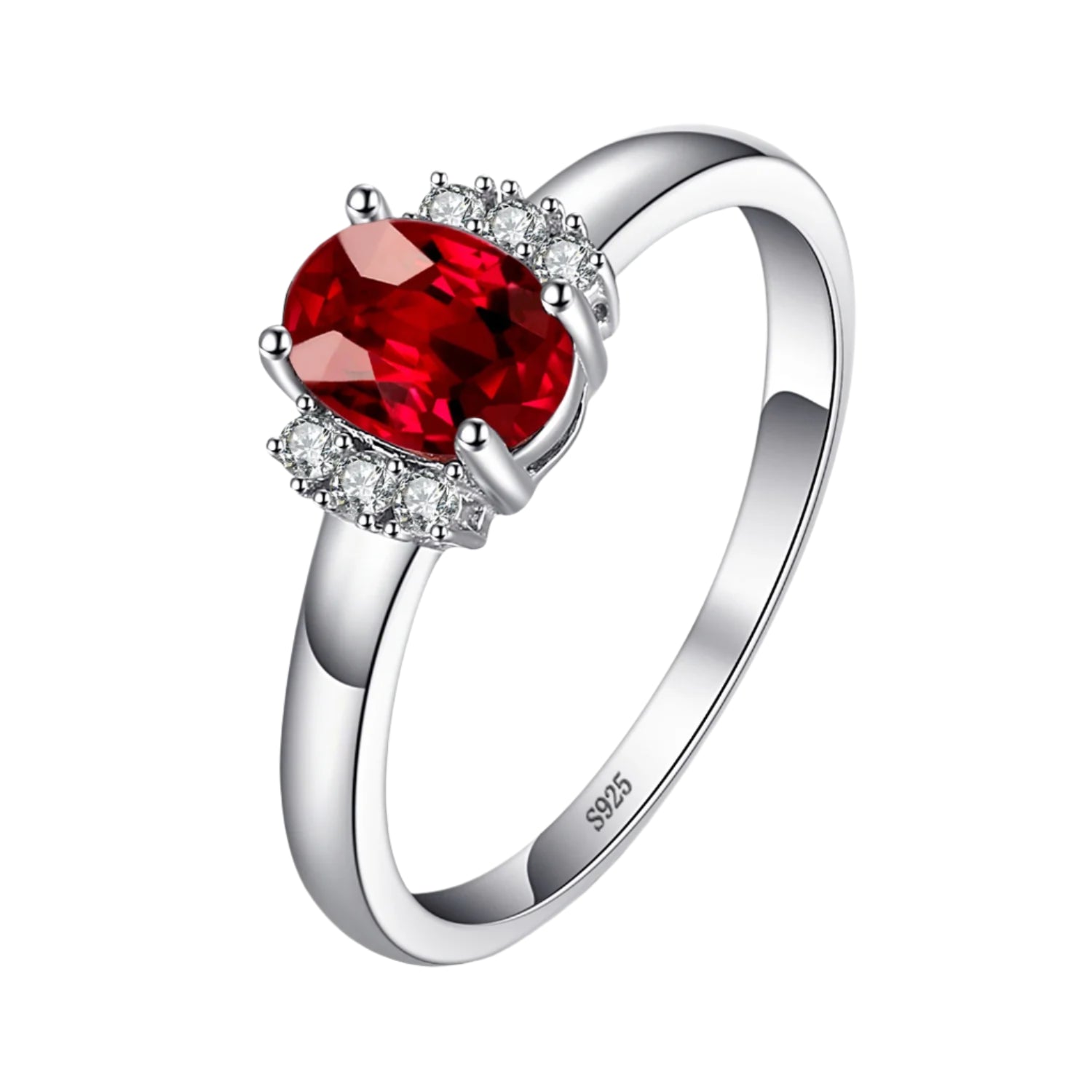 AVERLLA™ Elegant Oval Red Garnet Engagement Ring