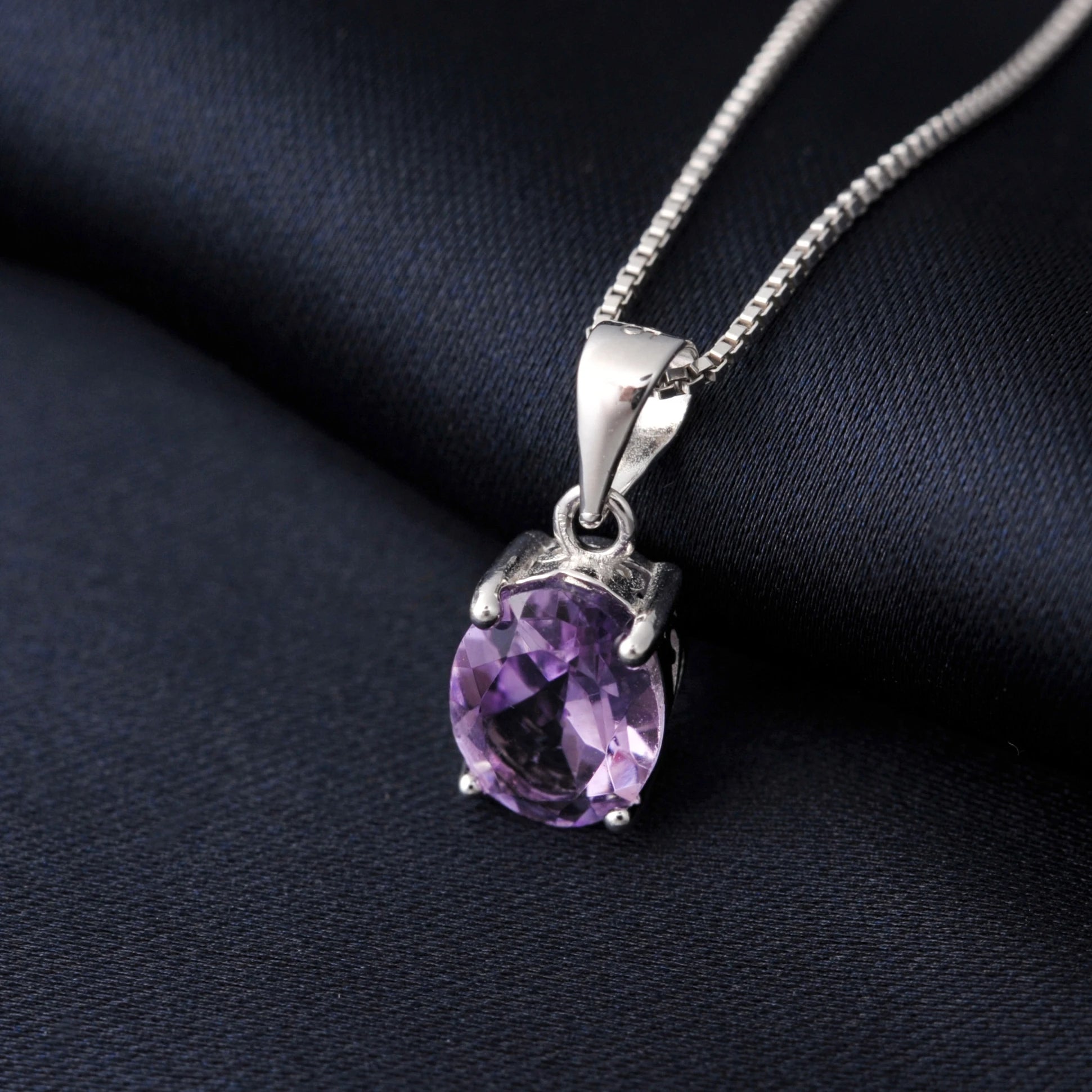 AVERLLA™ Oval 2.22ct Garnet, Citrine, Sky Blue Topaz & Amethyst Birthstone Pendant Necklace in 925 Sterling Silver