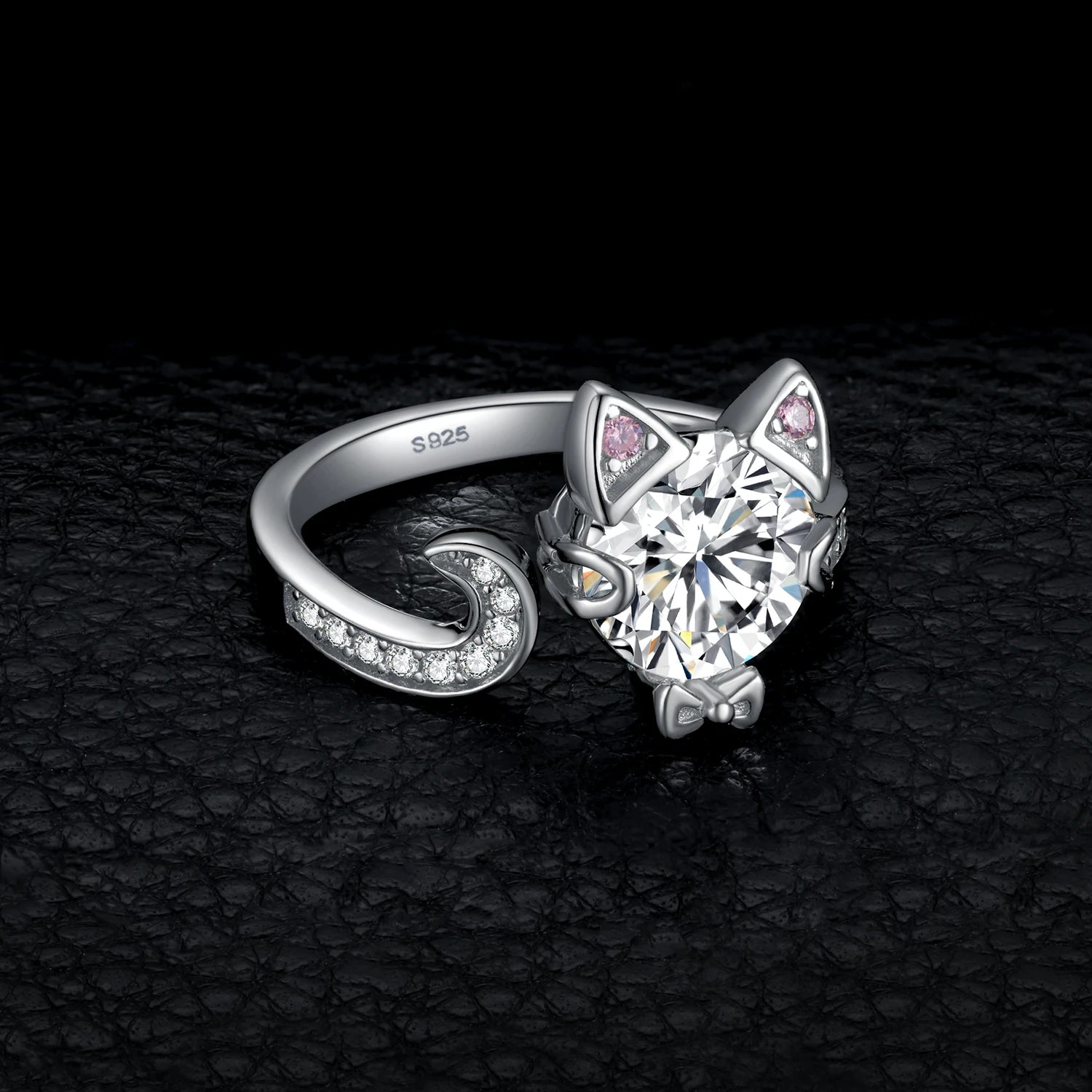 AVERLLA™ Adorable Love Cat 3ct Round Gemstone Open Adjustable Ring