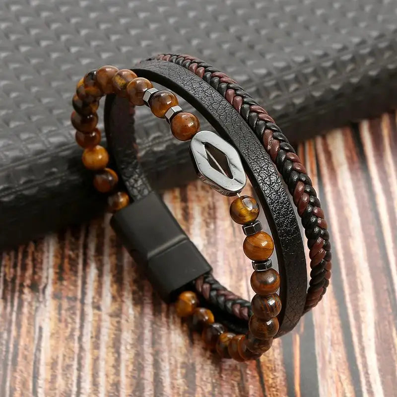 AVERLLA™ Valor Cross Hand-Woven Leather Bracelet