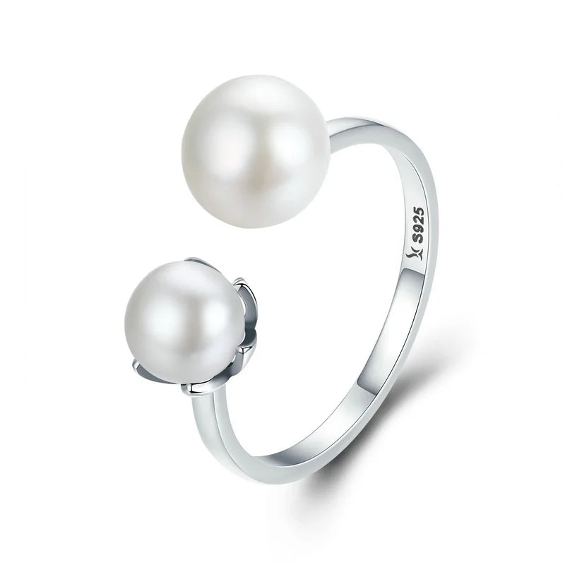 AVERLLA™ 925 Sterling Silver Double Shell Pearl Adjustable Ring