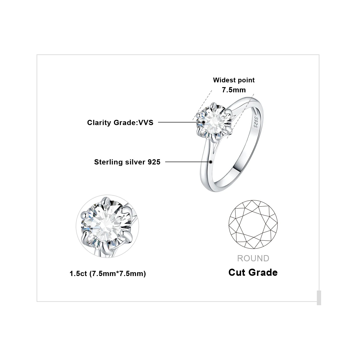 AVERLLA™ Moissanite Round Cut Solitaire Engagement Ring