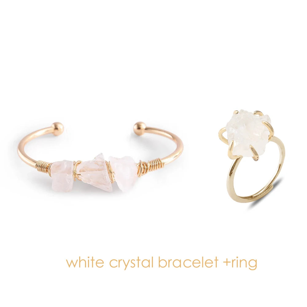 AVERLLA™ Healing Crystal Cuff Bangles – Amethyst & Amazonite Boho Jewelry