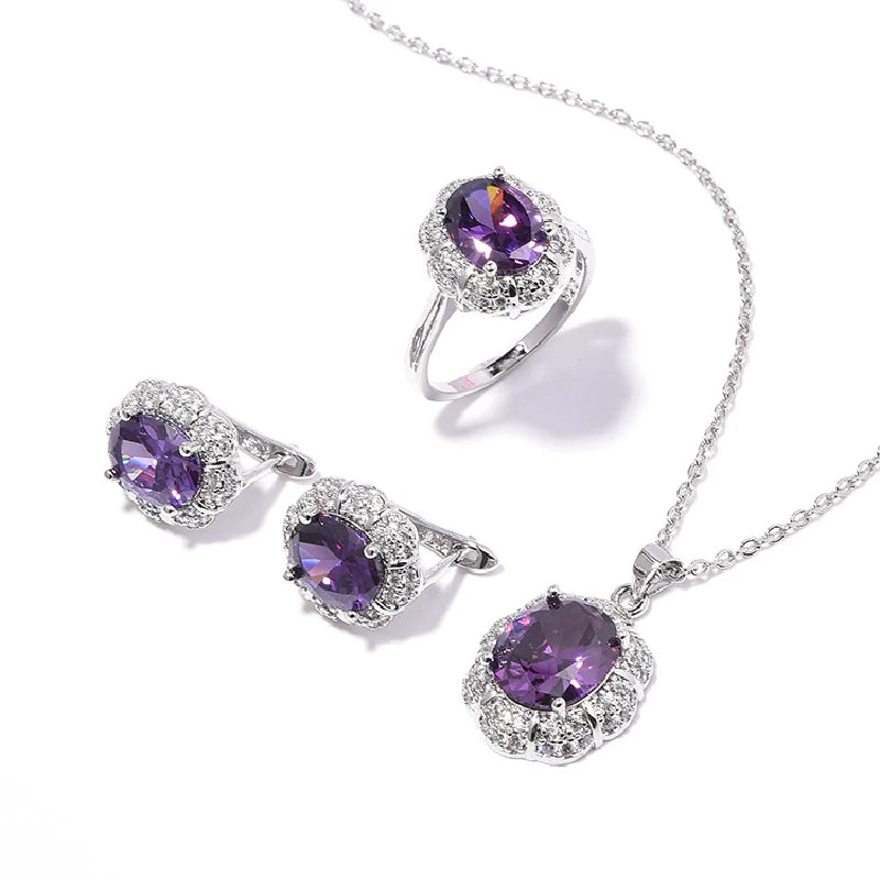 AVERLLA™ Zircon Silver Jewelry Set