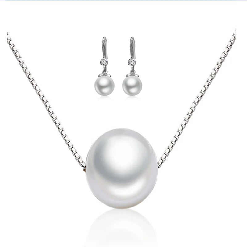 AVERLLA™ 10mm Pearl Sterling Silver Jewelry Set