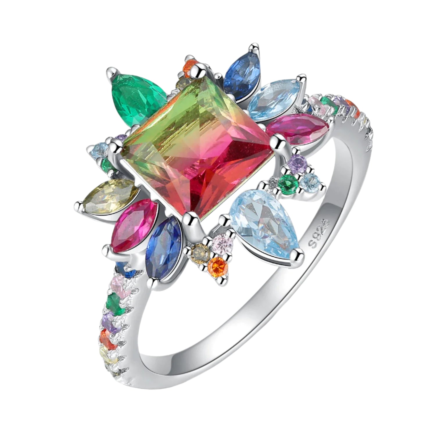 AVERLLA™ Enchanting Watermelon Tourmaline & Ruby 4.6ct Nano Simulated Halo Ring