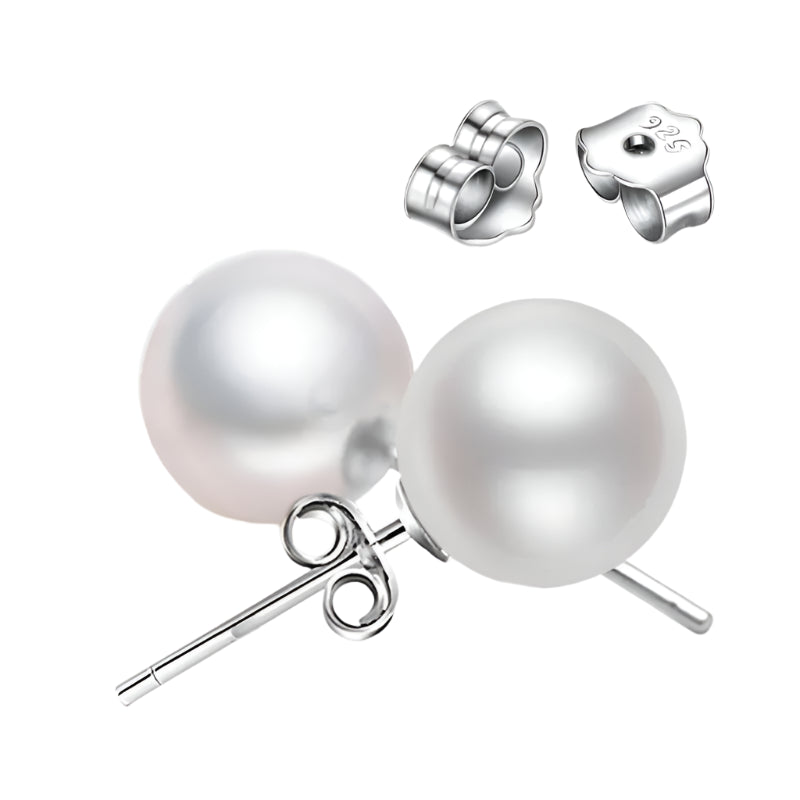 AVERLLA™ 925 Sterling Silver Freshwater Cultured Pearl Button Ball Stud Earrings