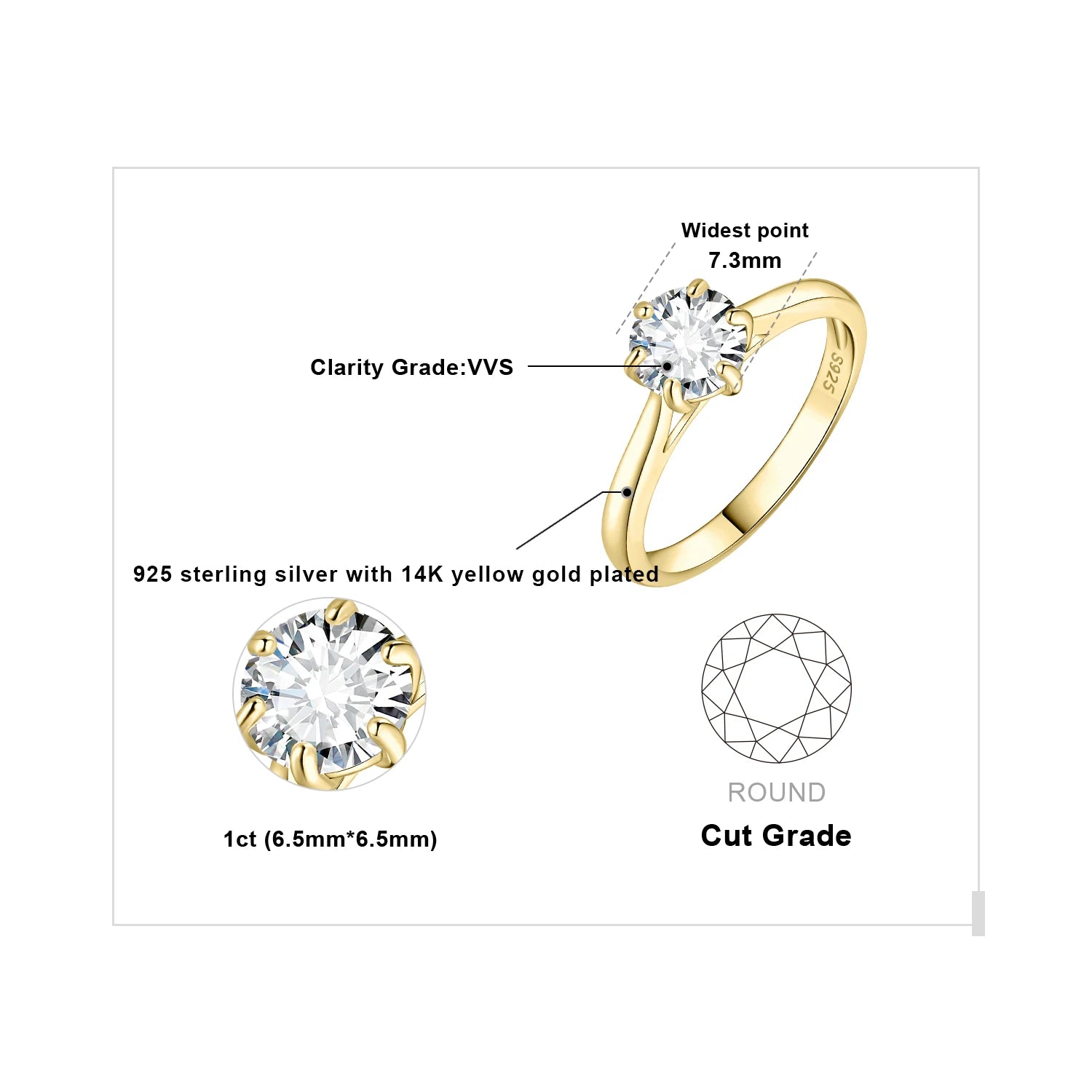 AVERLLA™ Moissanite Round Cut Solitaire Engagement Ring