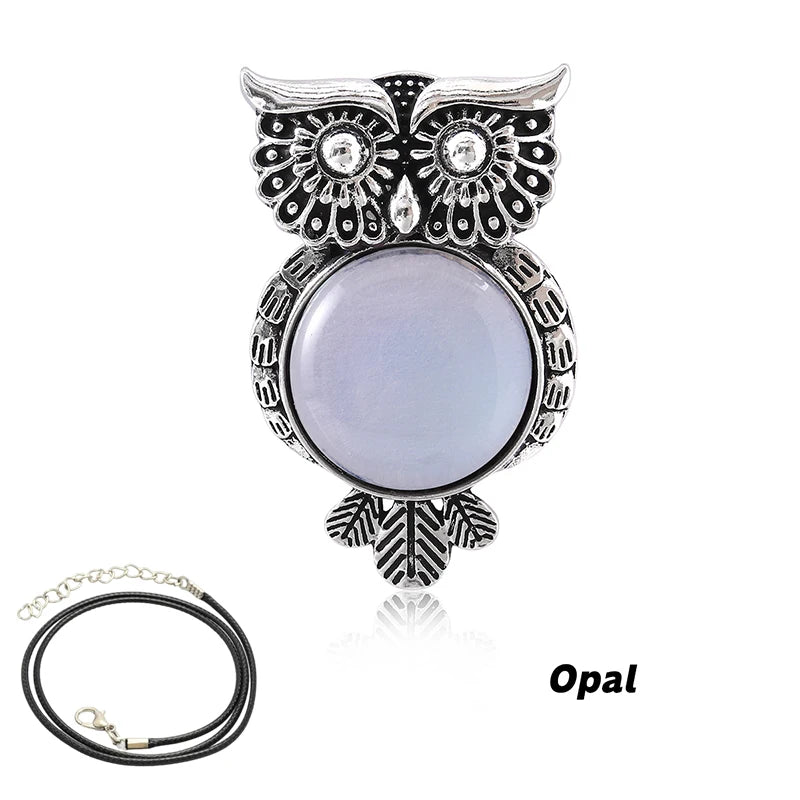 AVERLLA™ Wise Charm Owl Natural Stone Pendant Jewelry