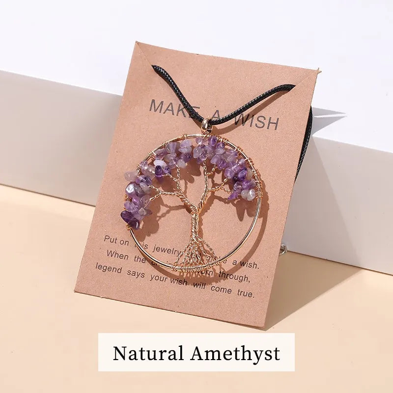 AVERLLA™ 7 Chakras Tree of Life Pendant – Gold Reiki Healing Necklace