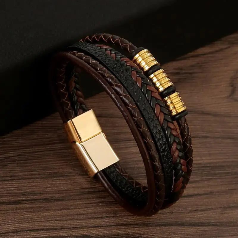 AVERLLA™ Valor Cross Hand-Woven Leather Bracelet