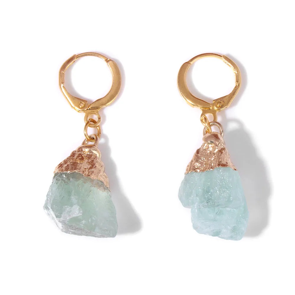 AVERLLA™ Irregular Raw Stone Dangle Earrings – Amethyst, Tourmaline, Quartz Gemstone Pendant Earrings