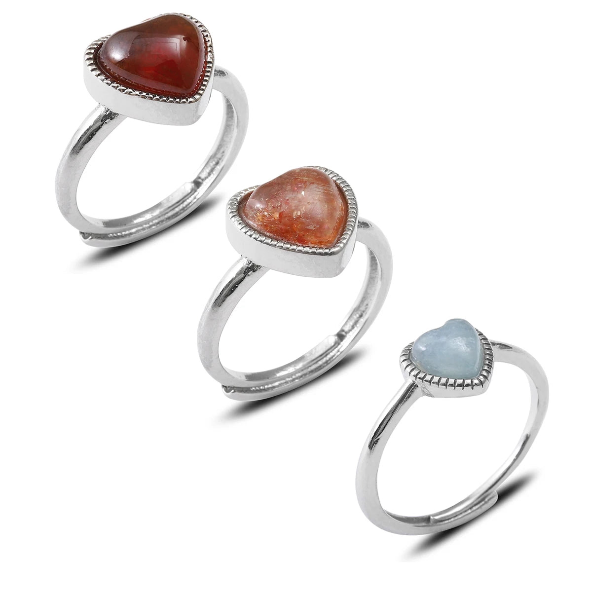 AVERLLA™ Heart Shape Ruby & Gemstone Adjustable Rings