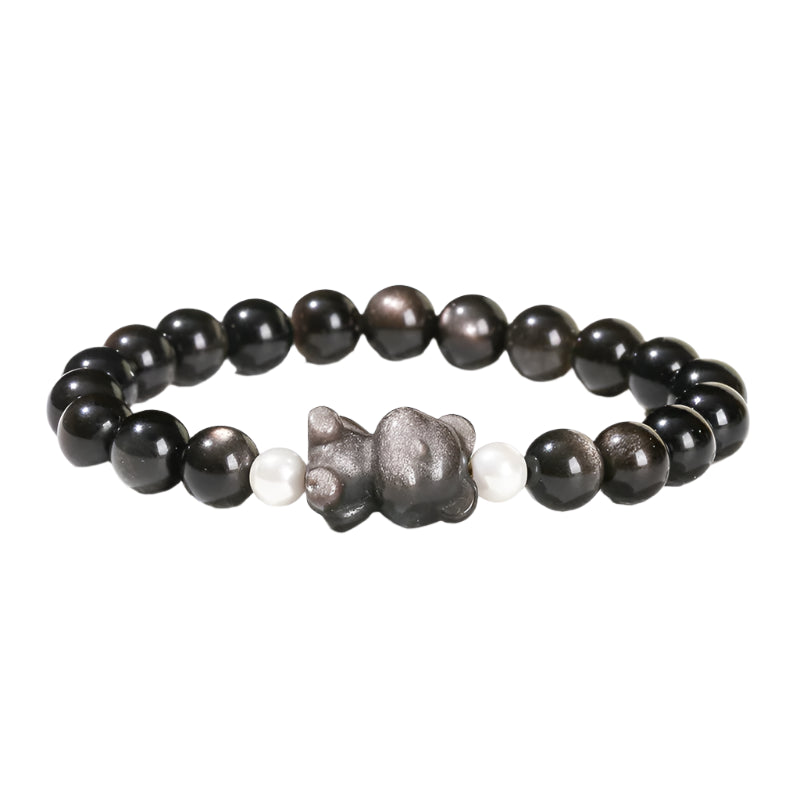 AVERLLA™ Shiny Obsidian Bear Charm Bracelet