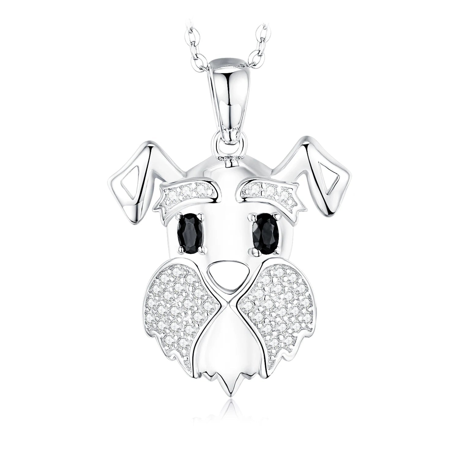 AVERLLA™ Natural Black Spinel Oval Dog Pendant Necklace in 925 Sterling Silver