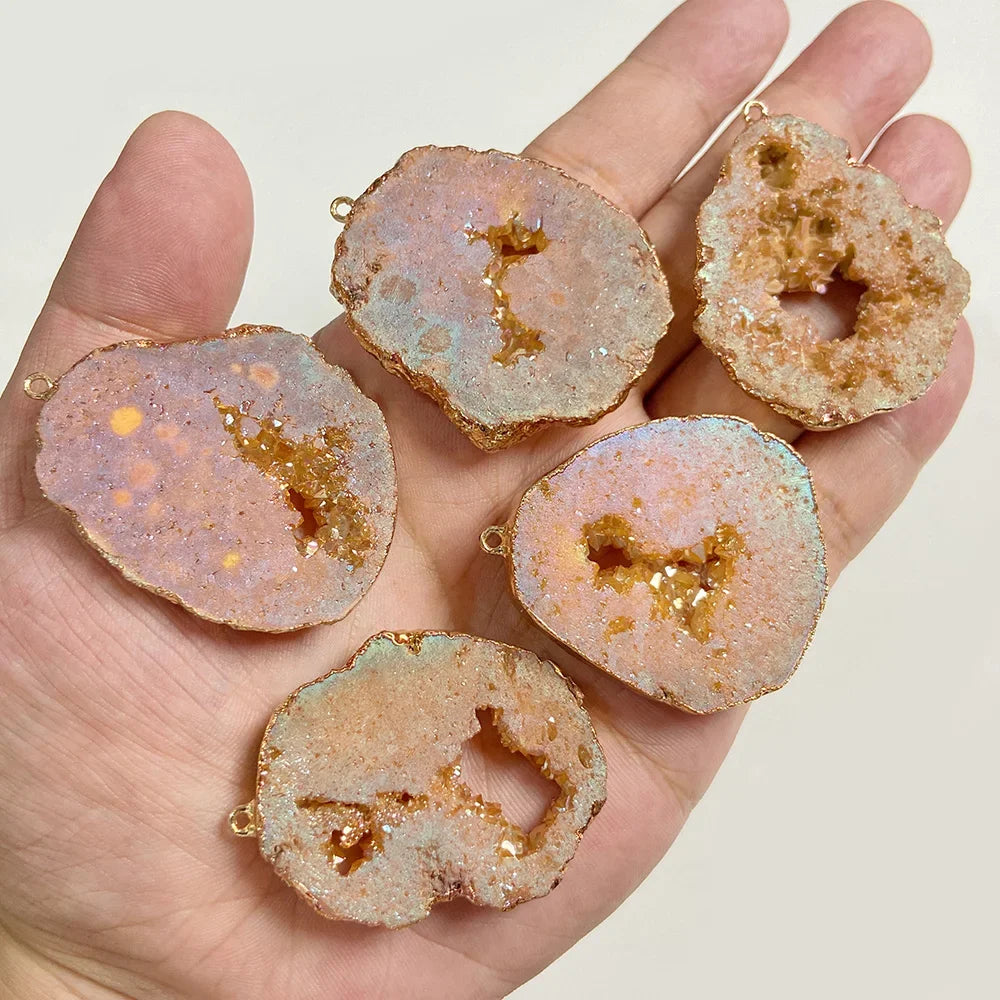 AVERLLA™ Irregular Geode Slice Pendants – Colorful Agate Charms