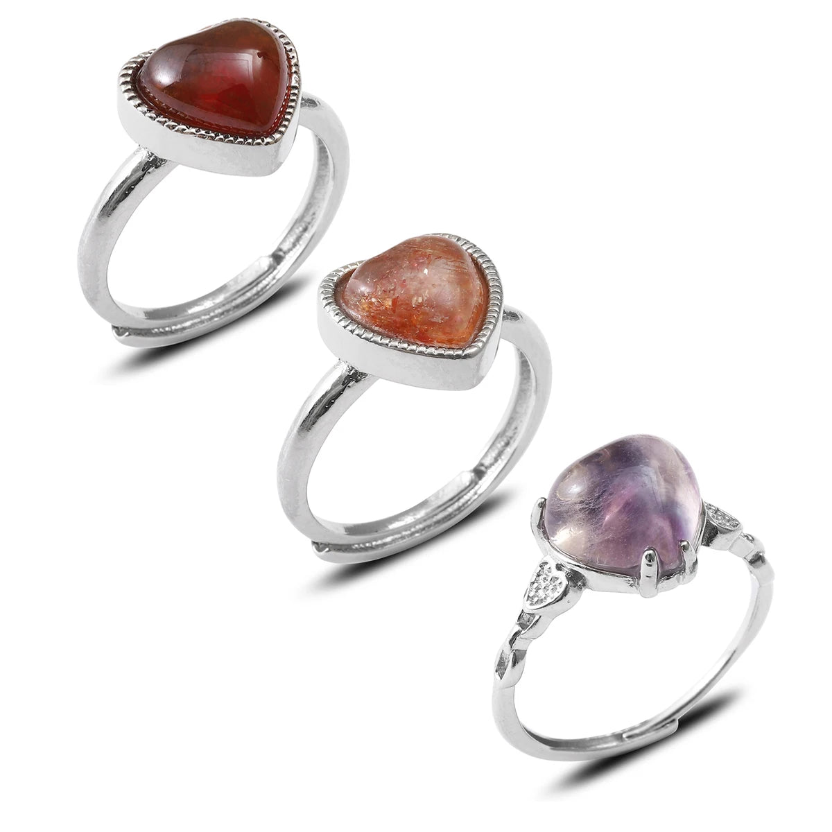 AVERLLA™ Heart Shape Ruby & Gemstone Adjustable Rings