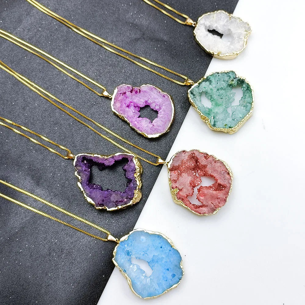 AVERLLA™ Natural Agate Druzy Pendant Necklace