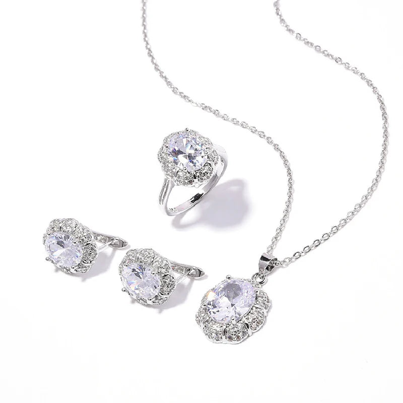 AVERLLA™ Zircon Silver Jewelry Set