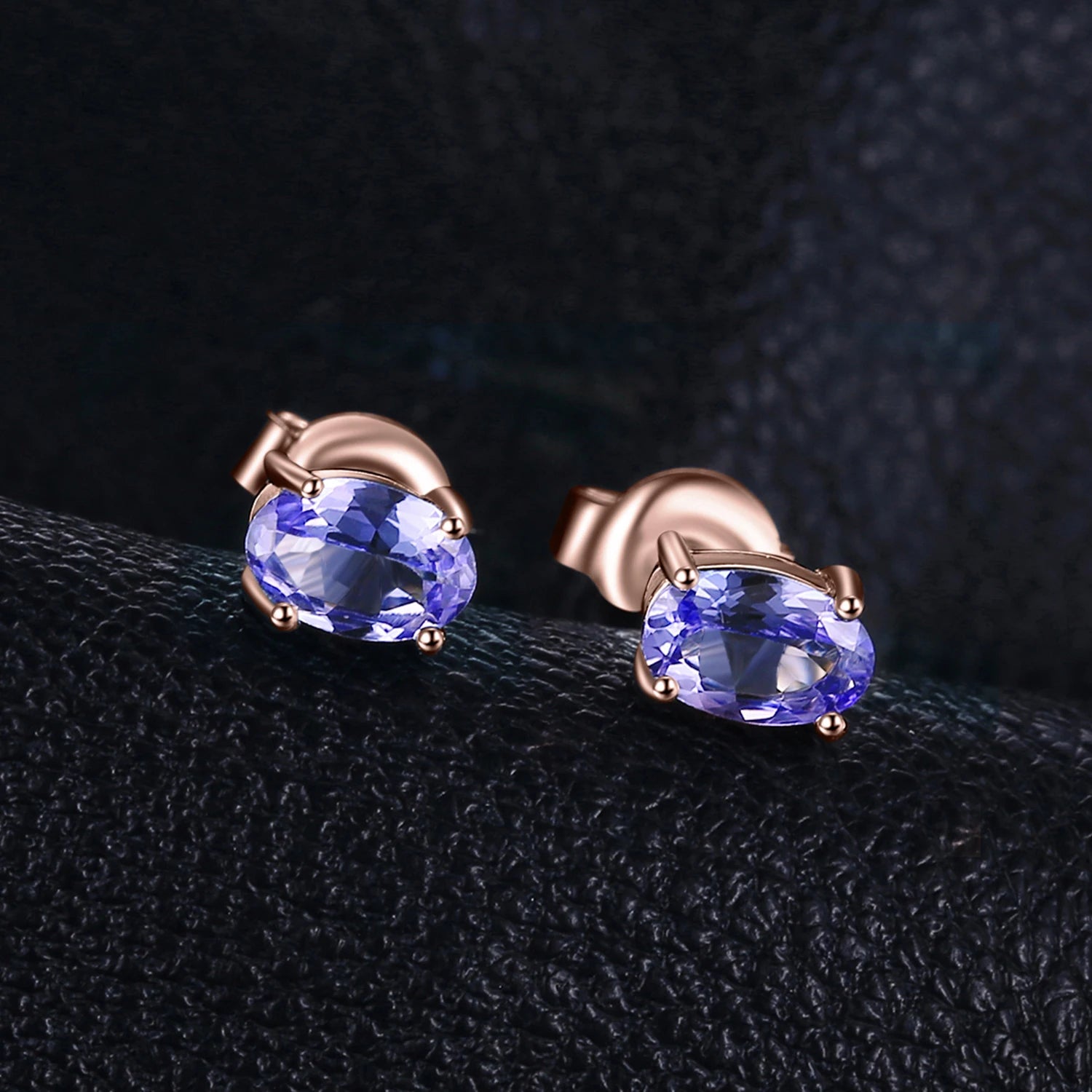 AVERLLA™ 1ct Oval Cut Tanzanite Silver Stud Earrings