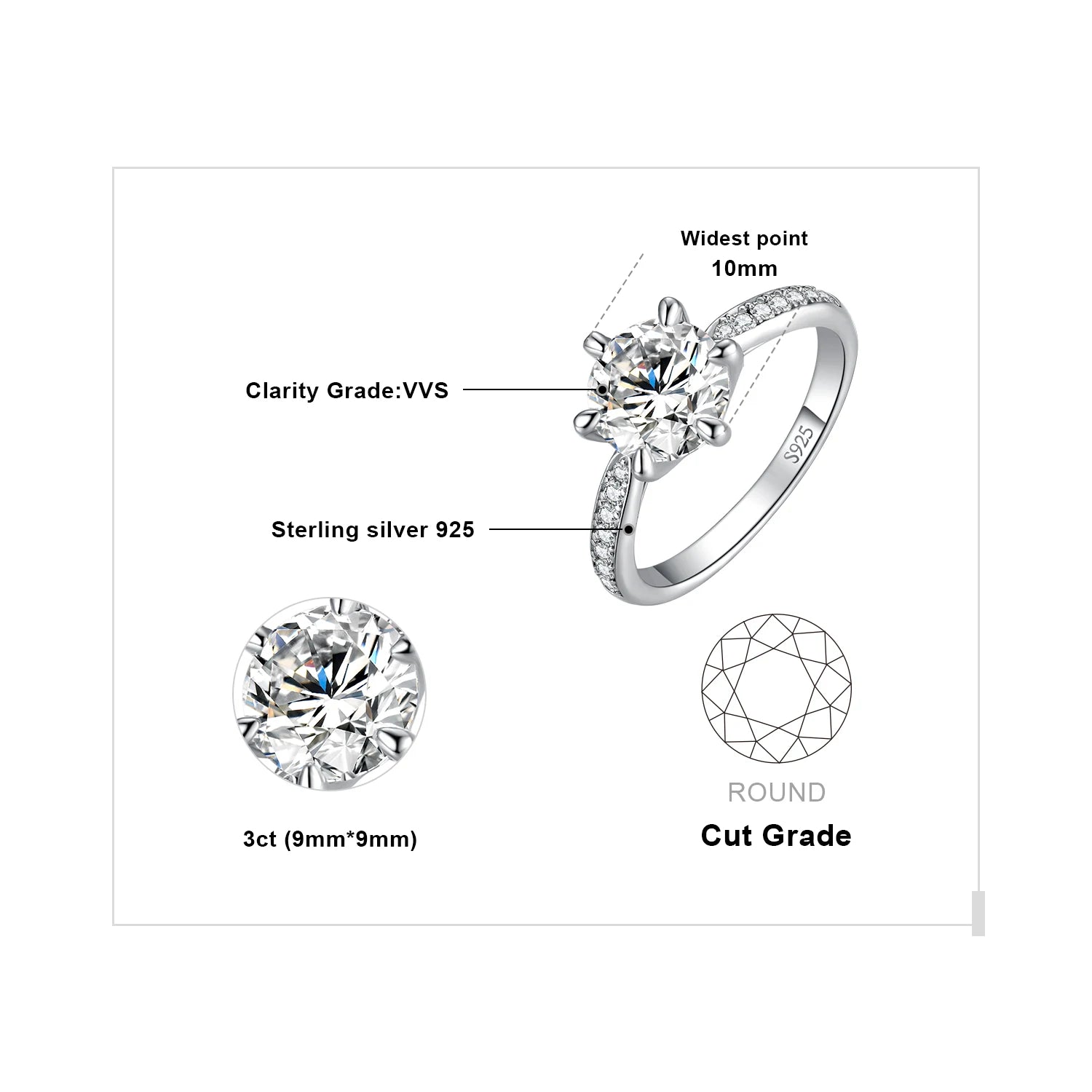 AVERLLA™ Moissanite Round Cut Engagement Ring