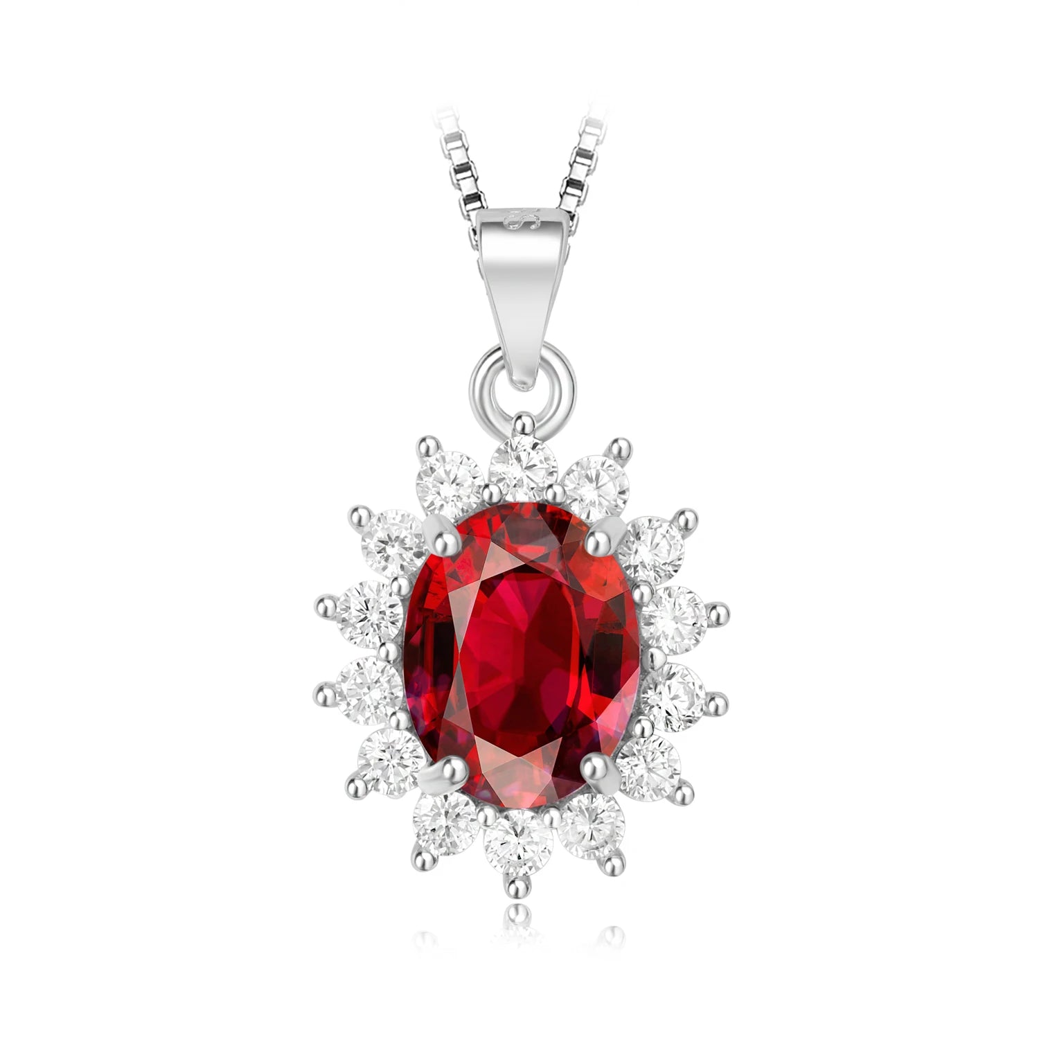 AVERLLA™ Oval 2.67ct Created Sapphire & Ruby Nano Emerald Diana Pendant Necklace in 925 Sterling Silver