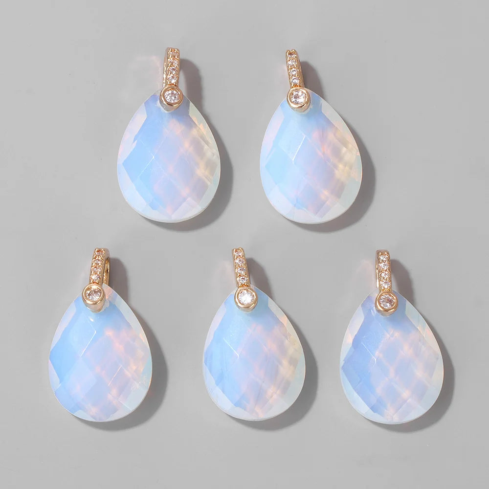 AVERLLA™ Rose Quartz & Labradorite Pendants – Natural Stone Water Drop Charms