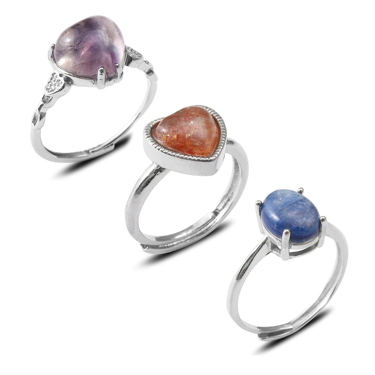 AVERLLA™ Heart Shape Ruby & Gemstone Adjustable Rings