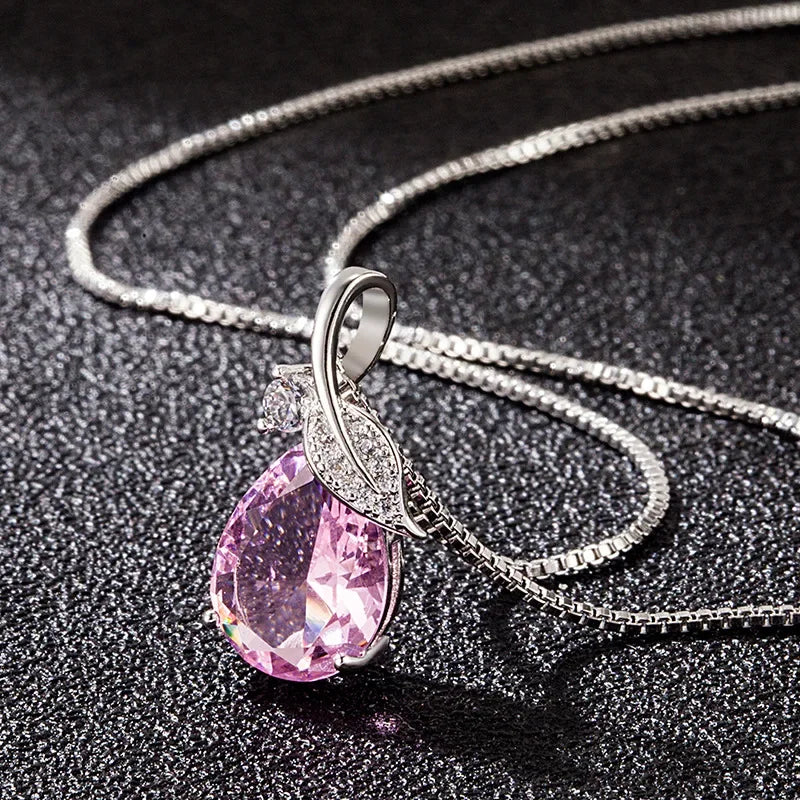 AVERLLA™ Water Drop Zircon 925 Silver Pendant Necklace