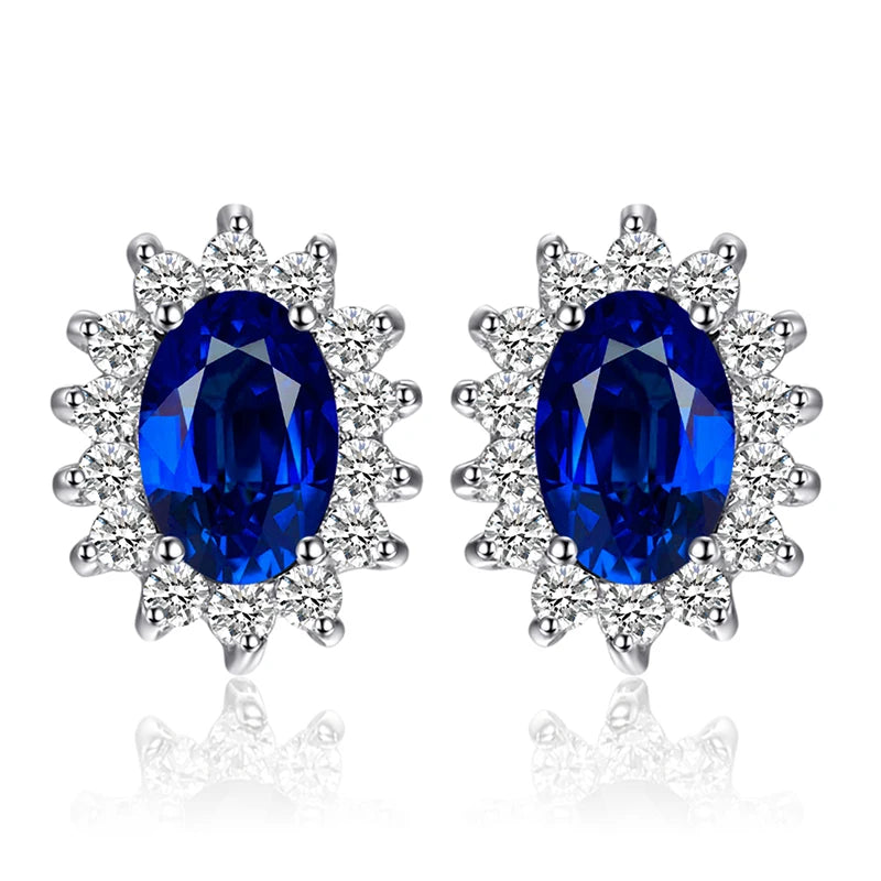 AVERLLA™ Sapphire & Ruby Princess Diana Stud Earrings