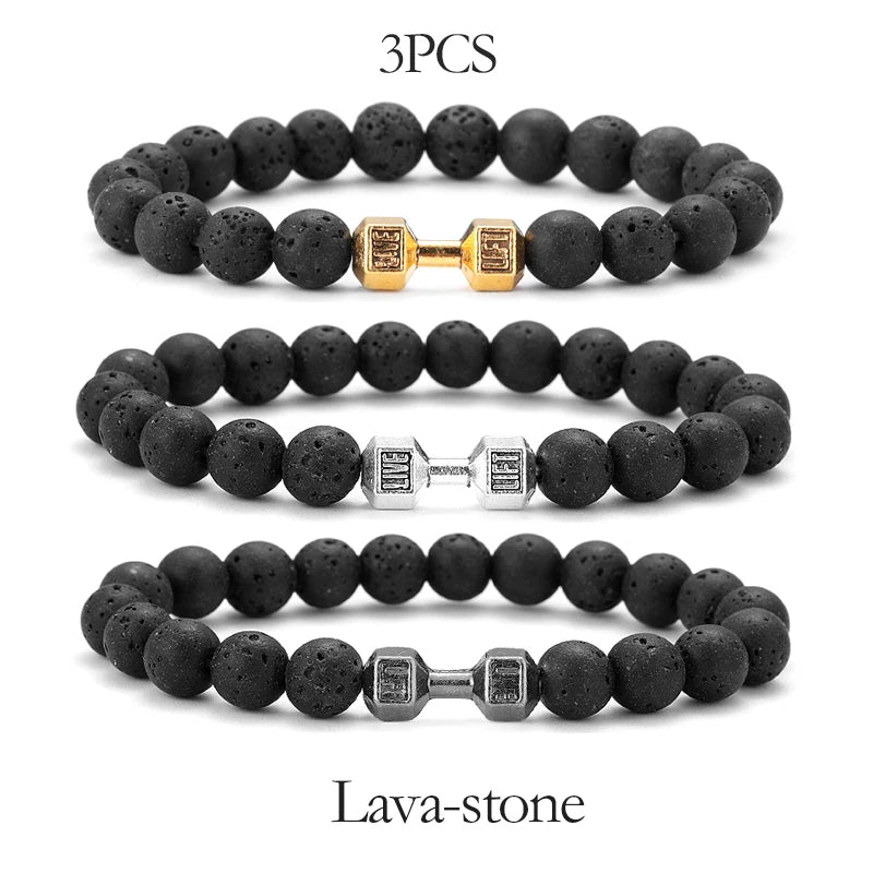 AVERLLA™ Lava Power Volcanic Stone Dumbbell Bracelet