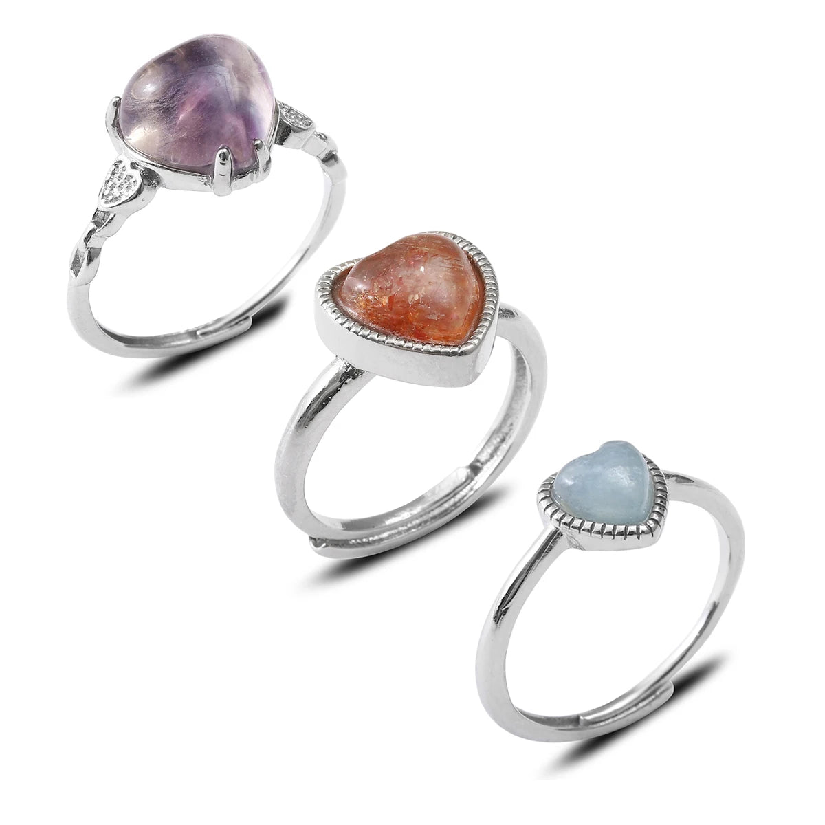 AVERLLA™ Heart Shape Ruby & Gemstone Adjustable Rings