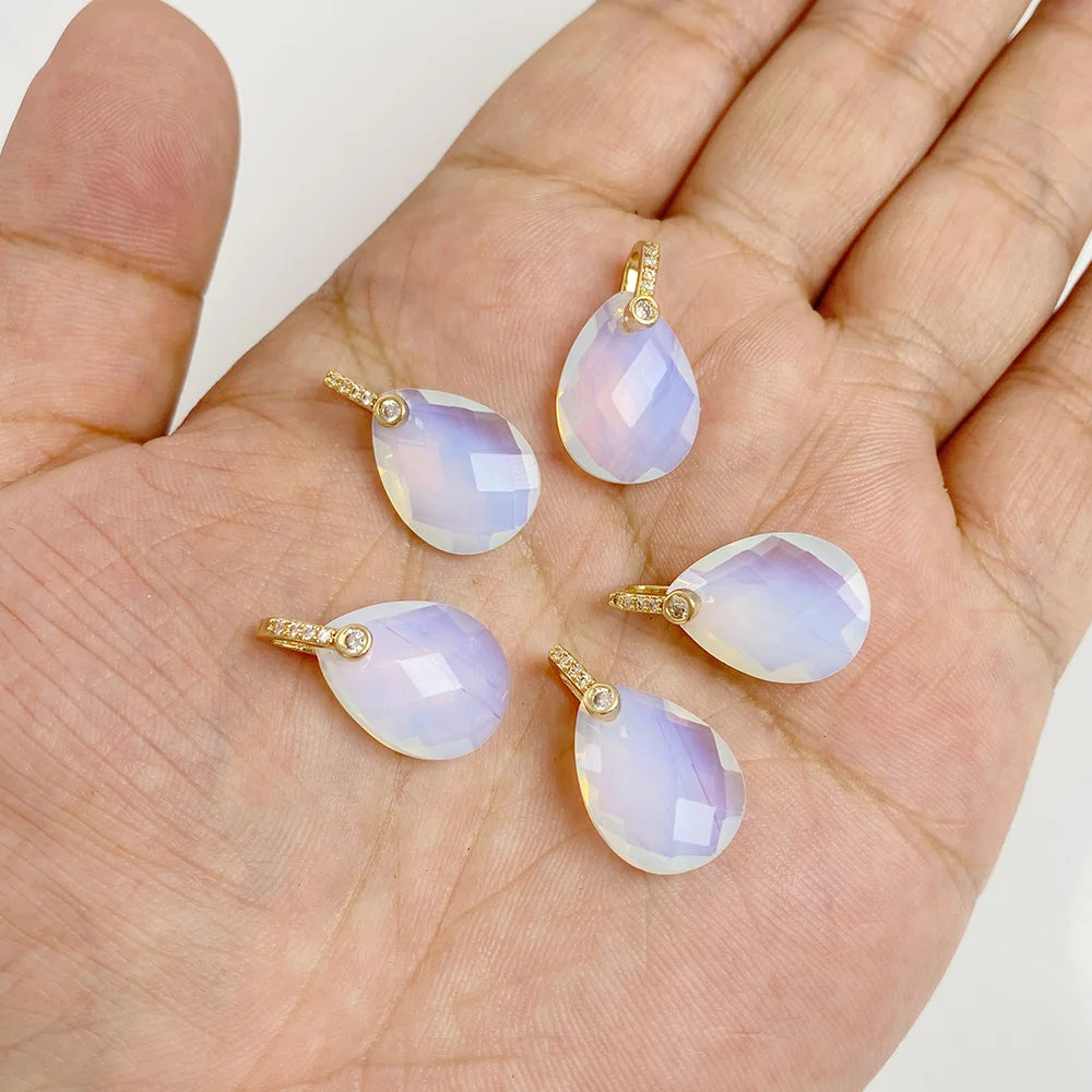 AVERLLA™ Rose Quartz & Labradorite Pendants – Natural Stone Water Drop Charms