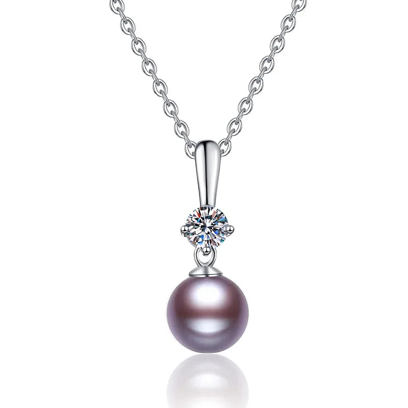 AVERLLA™ Radiant Bloom Moissanite & Purple Pearl Pendant Necklace