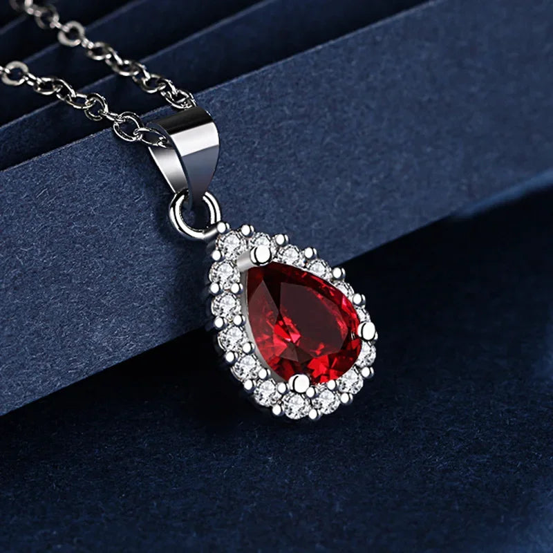 AVERLLA™ Water Drop Sapphire Zircon Necklace for Women