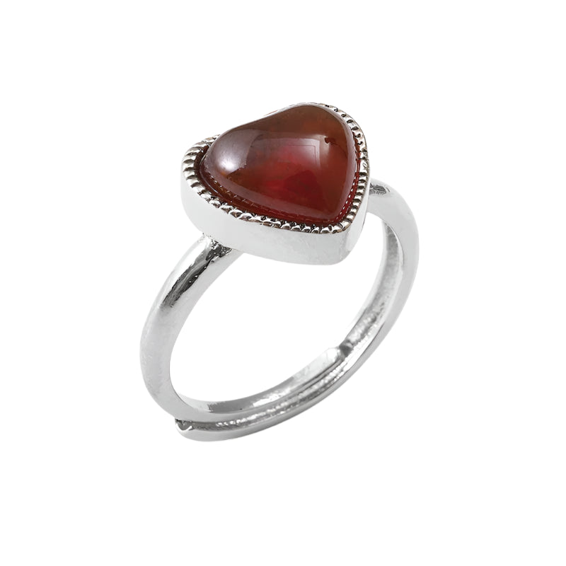 AVERLLA™ Radiant Heart Gemstone Adjustable Ring – Rose Quartz, Amethyst, Opal, Aventurine