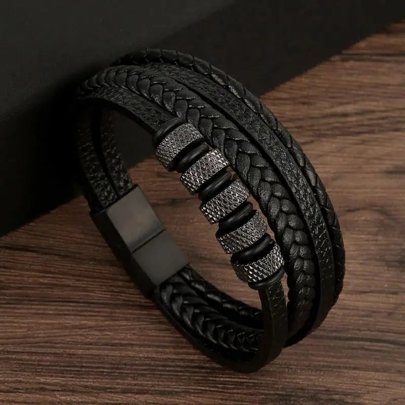 AVERLLA™ Valor Cross Hand-Woven Leather Bracelet