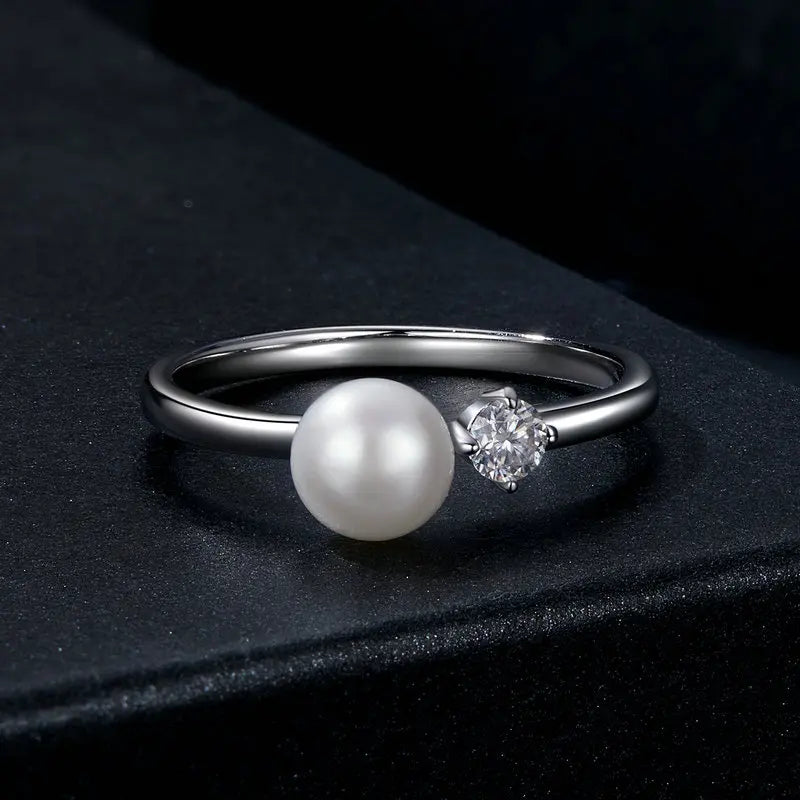 AVERLLA™ Moissanite & Freshwater Pearl Engagement Ring