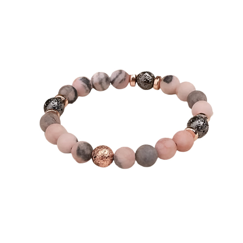 AVERLLA™  Light Pink Nature Stone Bracelet Pink Zebra Handmade